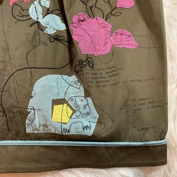 I AM Isola Marras Khaki Floral Skirt US sz 32 Medium - Picture 3 of 7